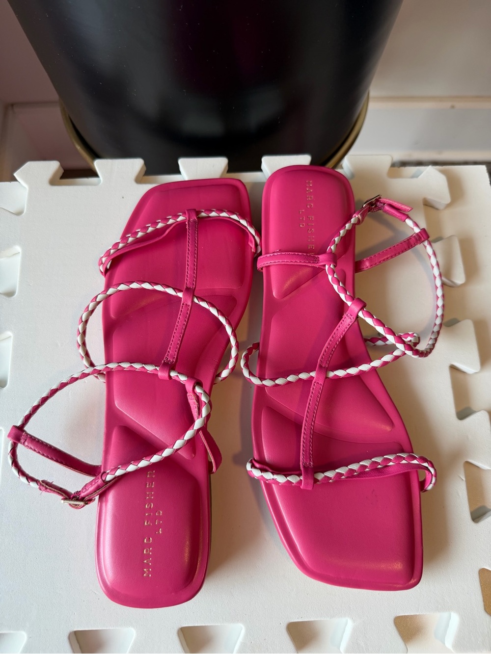 Marc Fisher Pink Braided Strap Flat Sandals